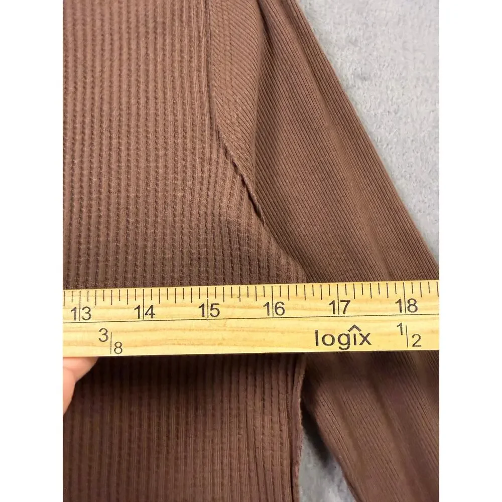 We The Free Tunic Length Ribbed Blouse Long Sleeve Free People Brown‎ Size Small